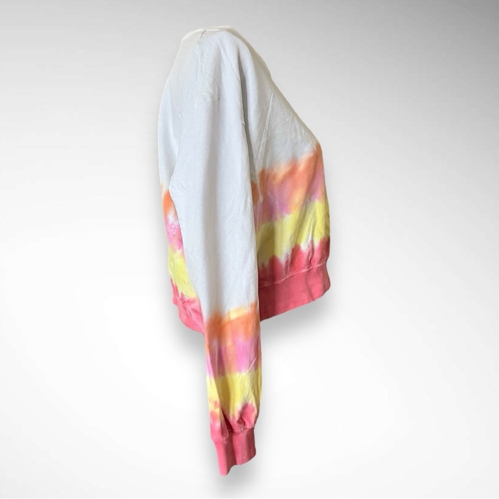 BLOOM + POP Women's Cropped White And Tie Dye Sweatshirt Large‎ | EUC - Picture 2 of 6